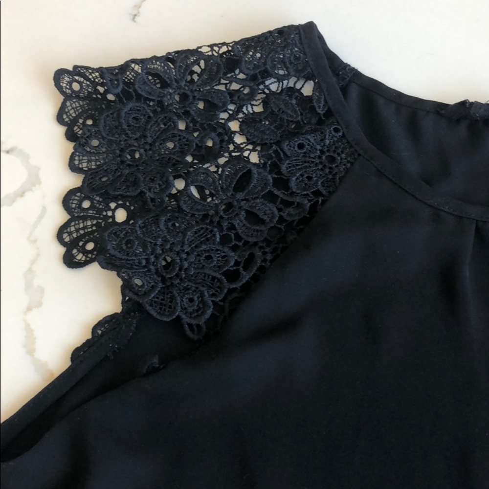 Lace cap sleeves black top size S